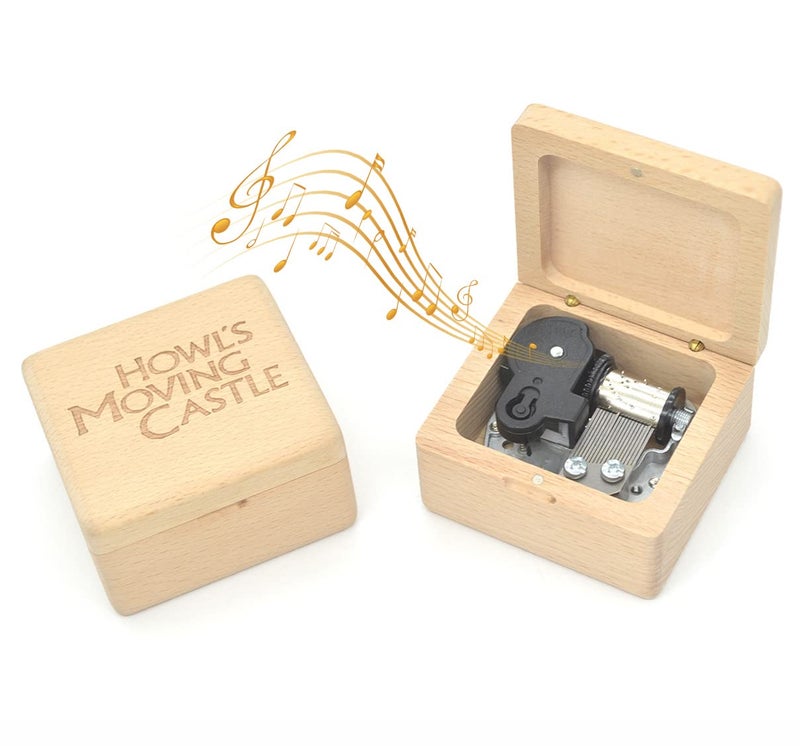 Sooharic Howls Moving Castle Music Box, Wind Up Mechanism, Unique Gifts/Collections, Antique Carved Wooden Musicial Box Crafts… - Image 1