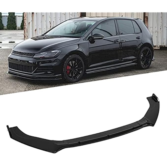 Yechiry Front Bumper Lip, Aggressive Look Lip with Grip Stability, Automotive Grade with Screws Pack, Ideal for MK7, MK7.5 GTD R 2013-2020 (Glossy Black) - Image 2