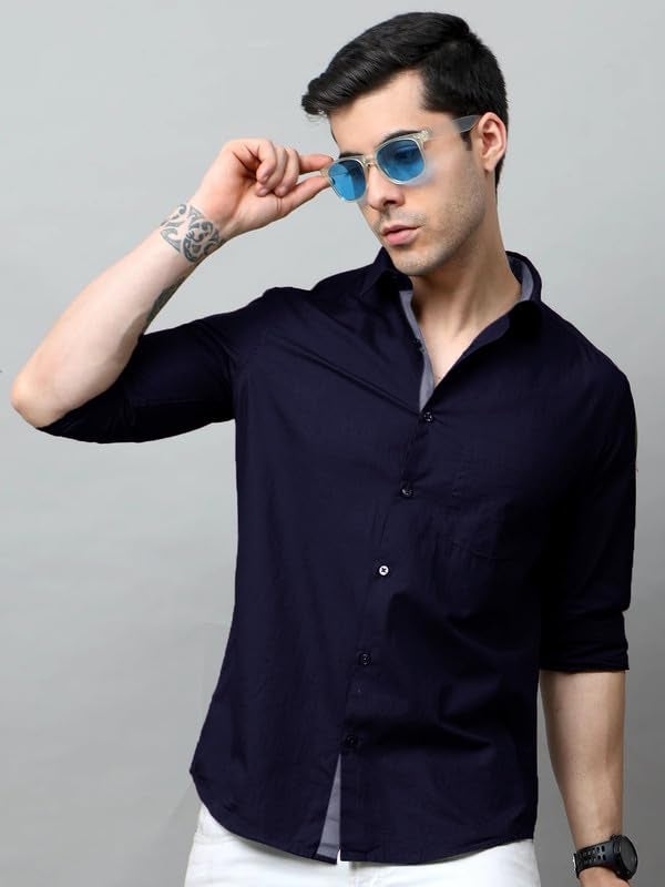 Tee Projekt Cotton Shirt for Men ll Front Pocket Shirt ll Stylish Long Sleeve Shirt ll Soild Regular Fit (Pack of 2) - Image 4