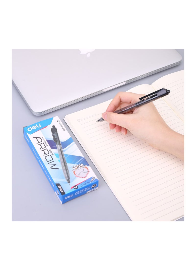 Deli مجموعة أقلام حبر جاف قابلة للسحب من Arrow مكونة من 24 قطعة برأس 0.7 مم وحبر أسود - Image 3