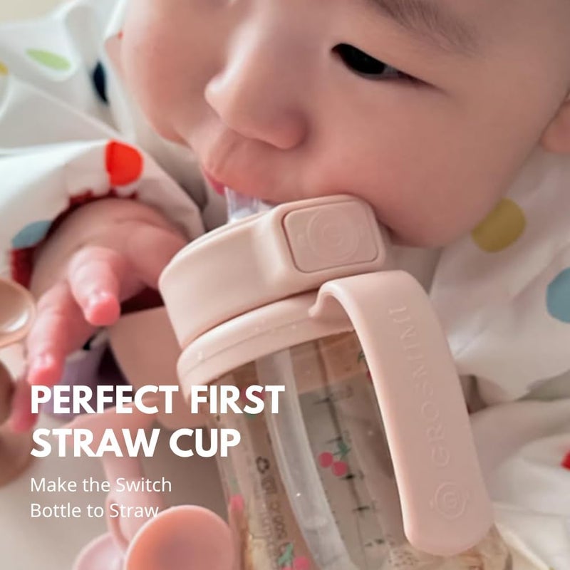 GROSMIMI Flip Top Spill Proof Sippy Cup, PPSU, BPA Free, 6 oz, Stage 2 Straw for Toddlers (Cherry) - Image 4