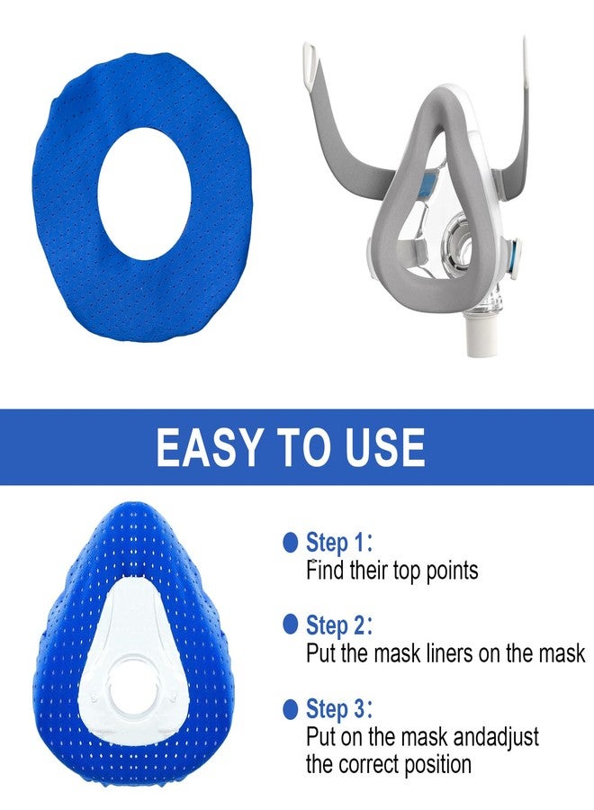 HWEIUA 8 Pack CPAP Mask Liners for Full Face CPAP Masks, Ultra-Soft, Silky CPAP Mask Cover Reusable Cushion Mask Cover, One Size Fits Most, Improve Comfort and Reduce Red Marks, Blue - Image 5