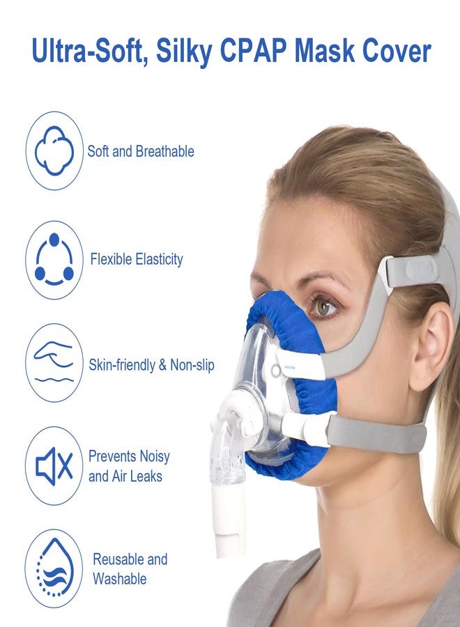 HWEIUA 8 Pack CPAP Mask Liners for Full Face CPAP Masks, Ultra-Soft, Silky CPAP Mask Cover Reusable Cushion Mask Cover, One Size Fits Most, Improve Comfort and Reduce Red Marks, Blue - Image 4