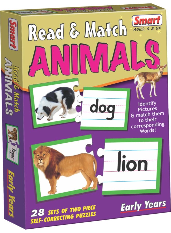 Creative's Smart Read & Match Animals Educational Games - Montessori Jigsaw Puzzles, Early Literacy & Word Recognition Skills, Gift for Boys & Girls Ages 4 5 6 - Image 1