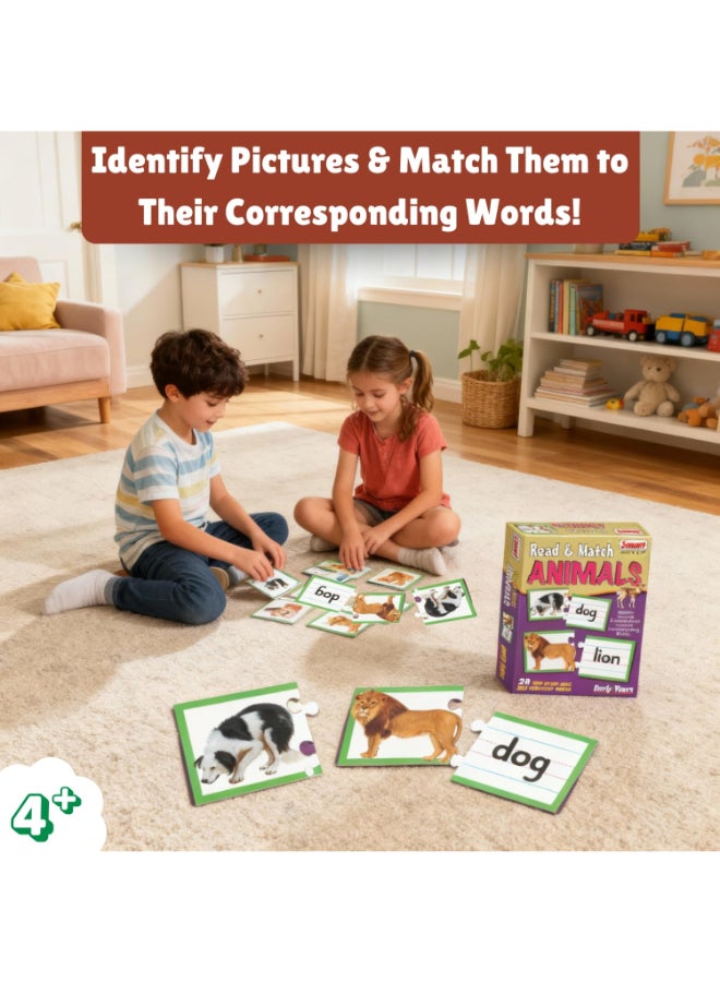 Creative's Smart Read & Match Animals Educational Games - Montessori Jigsaw Puzzles, Early Literacy & Word Recognition Skills, Gift for Boys & Girls Ages 4 5 6 - Image 4