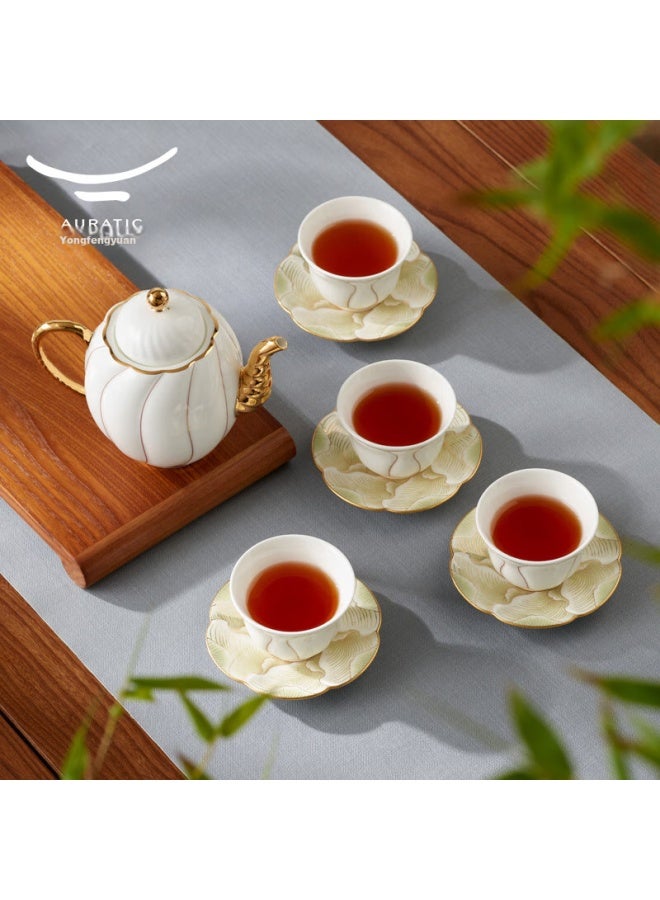 Auratic Guoci Yongfengyuan, Shengshi Magnolia, 10-piece Ceramic Tea Set, Gift Box Packaging - Image 1