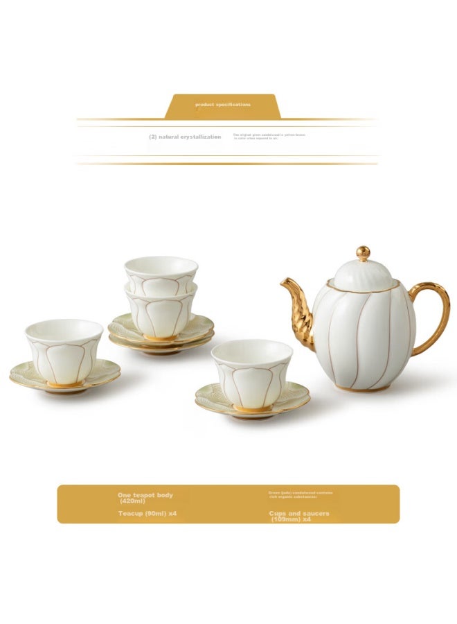 Auratic Guoci Yongfengyuan, Shengshi Magnolia, 10-piece Ceramic Tea Set, Gift Box Packaging - Image 4