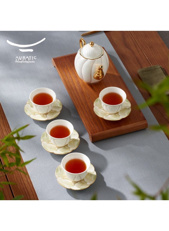 Auratic Guoci Yongfengyuan, Shengshi Magnolia, 10-piece Ceramic Tea Set, Gift Box Packaging - Image 2