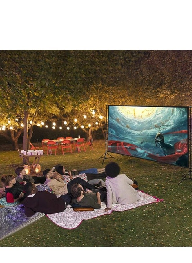 Generic - Projector Screen Outdoor Movie Screen 120 Inch Upgrade Portable Projection Screen with 2.6M Retractable Strut 4K HD Projection Movie Screen for Indoor Outdoor(265*148cm) - Image 1