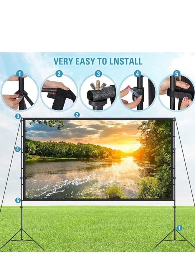 Generic - Projector Screen Outdoor Movie Screen 120 Inch Upgrade Portable Projection Screen with 2.6M Retractable Strut 4K HD Projection Movie Screen for Indoor Outdoor(265*148cm) - Image 1