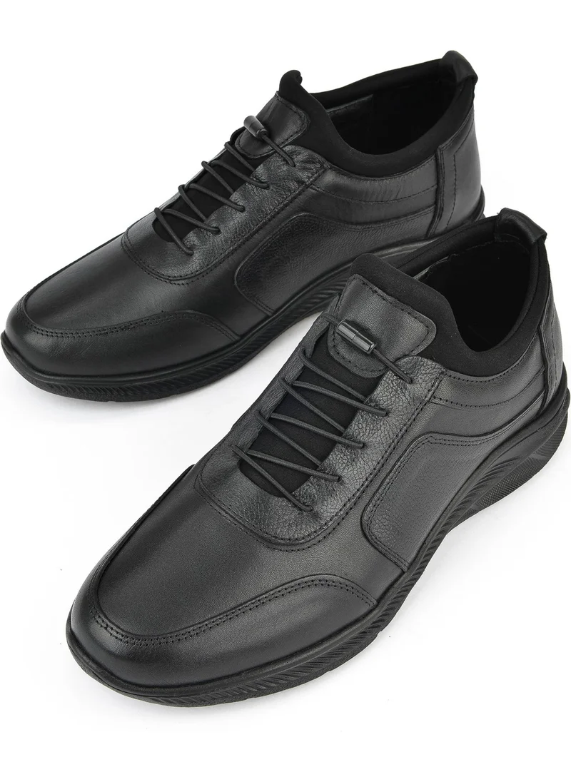 زيا Men's Leather Sneakers 143423Z69 Black