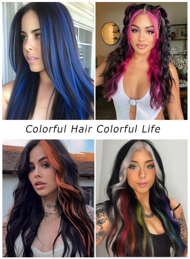Rose bud Coloured Hair Extensions Clip in 10 pcs Straight Synthetic Hairpieces Highlights 21 Inch Orange Clip on Hair Extension for Women Girls Christmas Party - Image 3