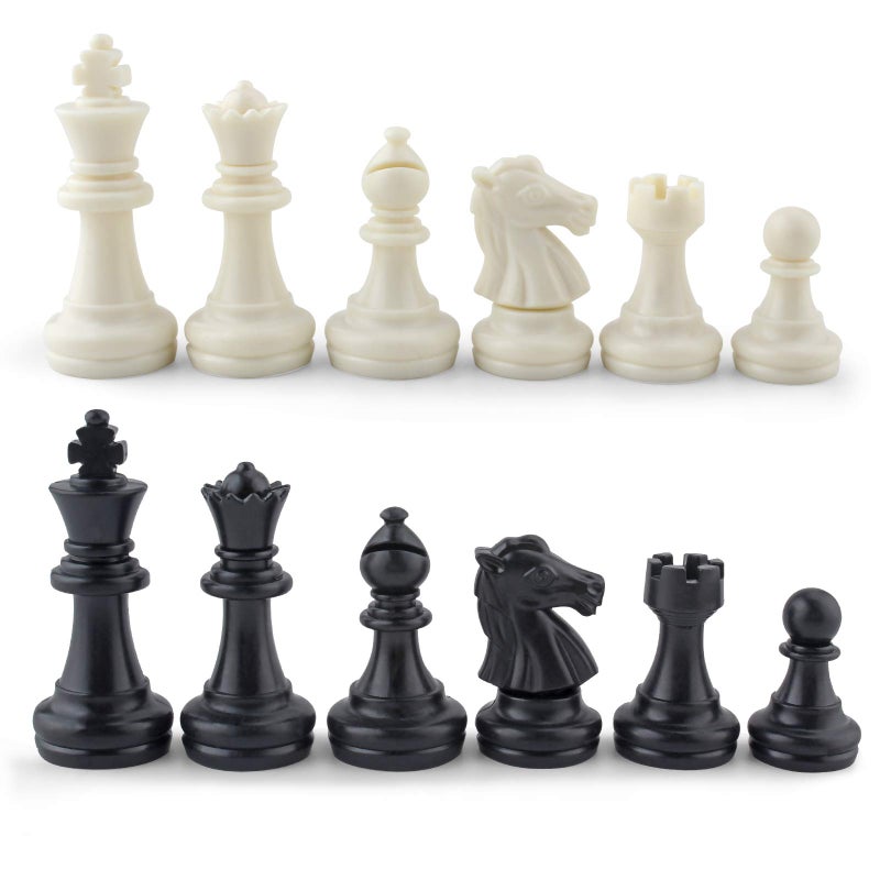 DINOBROS Chess Pieces Only Magnetic Plastic Chessman Set for Replacement of Missing Pieces - Complete Set of 32 Unweighted Game Pawns - Image 1