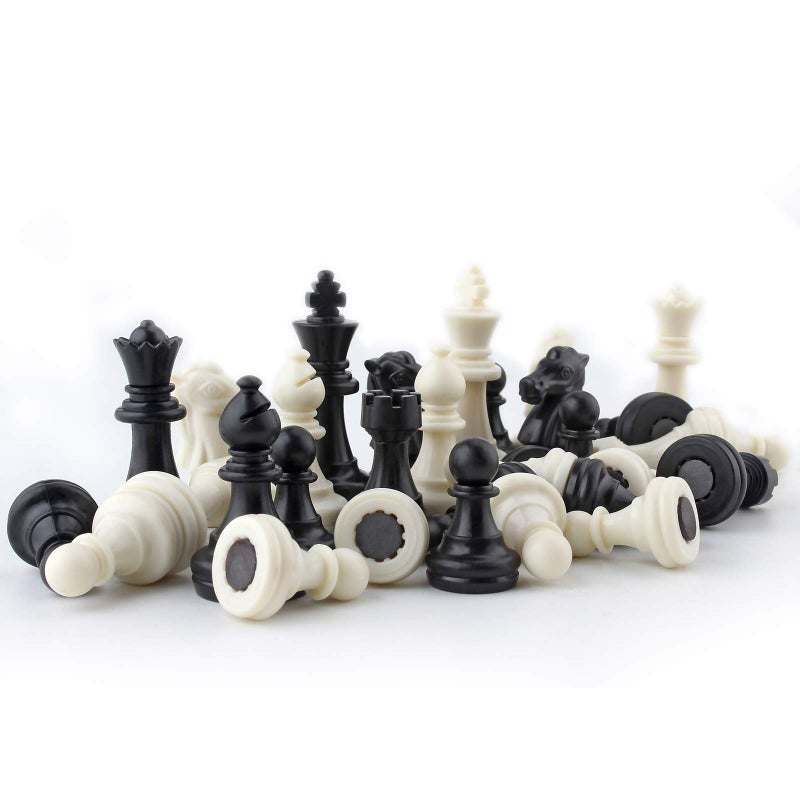 DINOBROS Chess Pieces Only Magnetic Plastic Chessman Set for Replacement of Missing Pieces - Complete Set of 32 Unweighted Game Pawns - Image 4