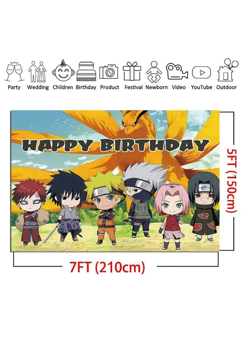 KASTWAVE - Cartoon Anime Photography Backdrop Happy Birthday Photo Background - Image 1