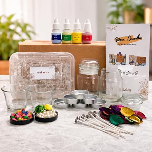 iKalaa® CrystalGlow Gel Wax Candle Making Kit | Medium DIY Candle Kit for Beginners & Professionals | Complete Set with Gel Wax, Colors, Wicks, Jars & Decorative Elements - Image 1