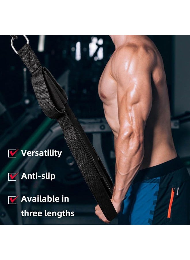 Topfinder Tricep 3 in 1 Pull Down Rope Cable Machine Attachimetn Handle Strap Long Triceps Rope with Two Grip Position for Cable Curls, Face Pulls, Over Head tricep (3 in 1 Black)  - Image 4