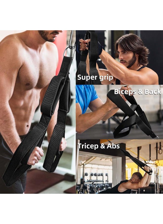 Tricep 3 in 1 Pull Down Rope Cable Machine Attachimetn Handle Strap Long Triceps Rope with Two Grip Position for Cable Curls, Face Pulls, Over Head tricep (3 in 1 Black)