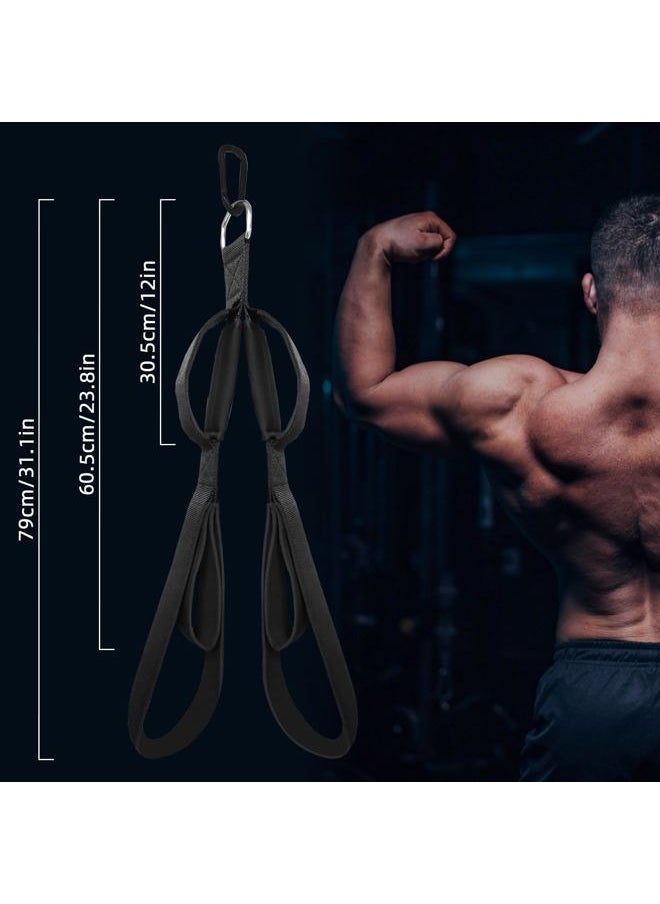 Topfinder Tricep 3 in 1 Pull Down Rope Cable Machine Attachimetn Handle Strap Long Triceps Rope with Two Grip Position for Cable Curls, Face Pulls, Over Head tricep (3 in 1 Black)  - Image 2