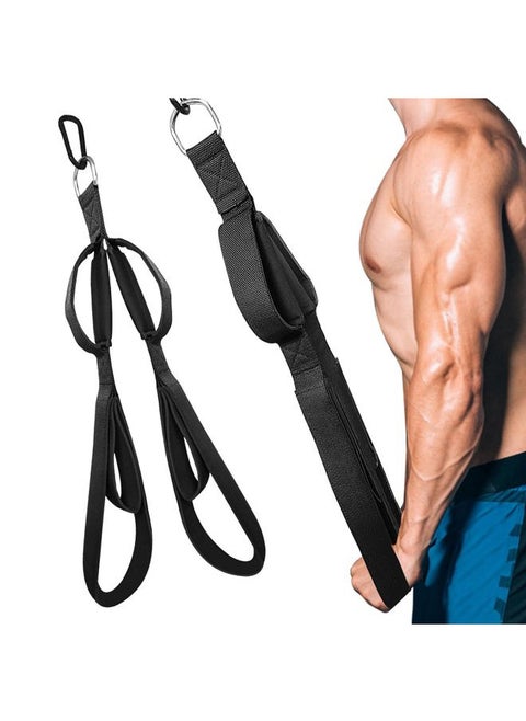Tricep 3 in 1 Pull Down Rope Cable Machine Attachimetn Handle Strap Long Triceps Rope with Two Grip Position for Cable Curls, Face Pulls, Over Head tricep (3 in 1 Black)