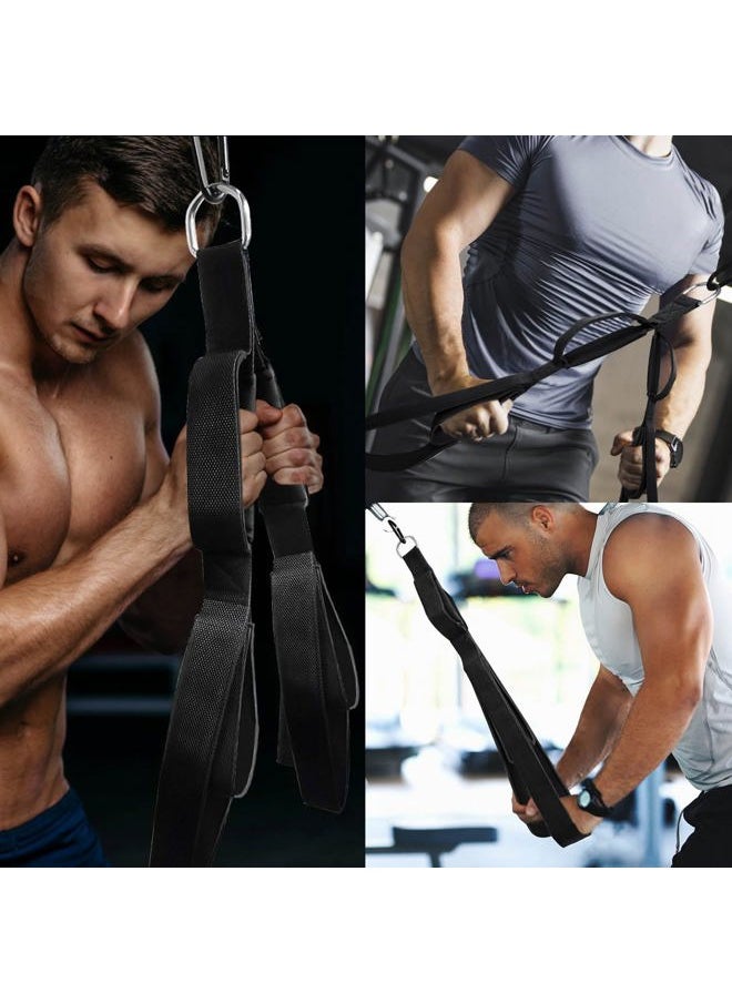 Tricep 3 in 1 Pull Down Rope Cable Machine Attachimetn Handle Strap Long Triceps Rope with Two Grip Position for Cable Curls, Face Pulls, Over Head tricep (3 in 1 Black)