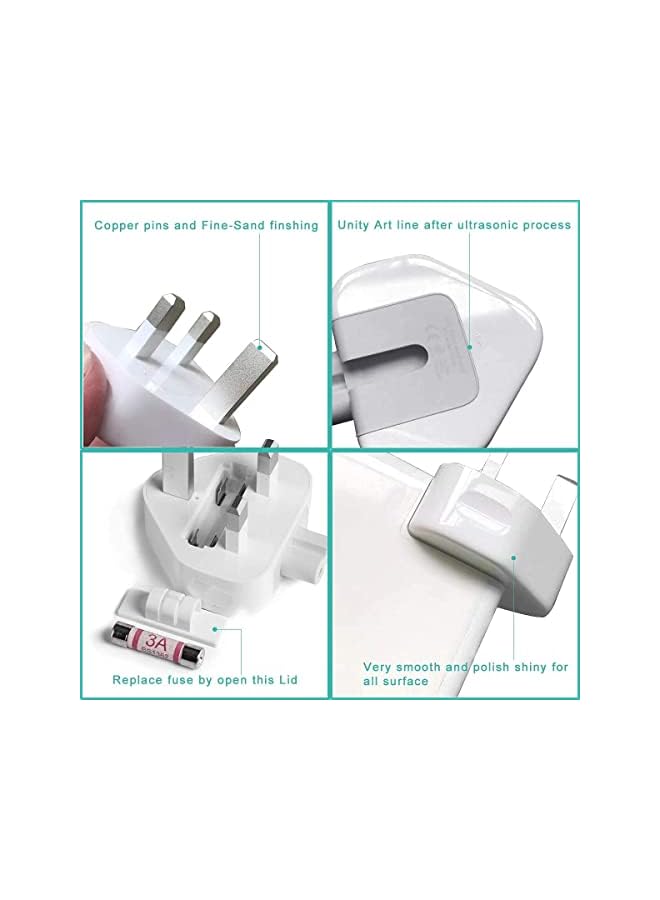 promass AC Power Adapter UK/EU/US Wall Folding Plug Duck Head Charge Adapter UAE Standard Plug Duck Head for MacBook Pro/MacBook Air/Mac iBook/iPhone/iPod/etc (2 Pack) (UK Plug) - Image 3