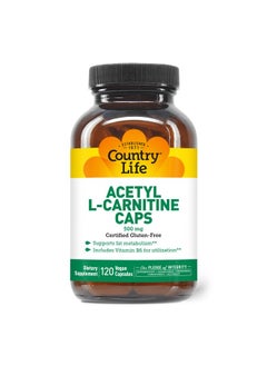 Country Life Acetyl Lcarnitine Caps With Vitamin B6 To Aid In Utilization 500Mg 120 Vegan Capsules Certified Gluten Free Certified Vegan Certified Halal  - Image 1