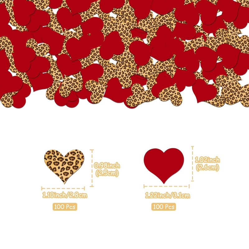 Merrystorm 200Pcs Leopard Print Heart Confetti Leopard & Cheetah Party Decorations Red Heart Confetti Table Decor for Baby Shower Birthday Bachelorette Bridal Shower Engagement Party Supplies - Image 5