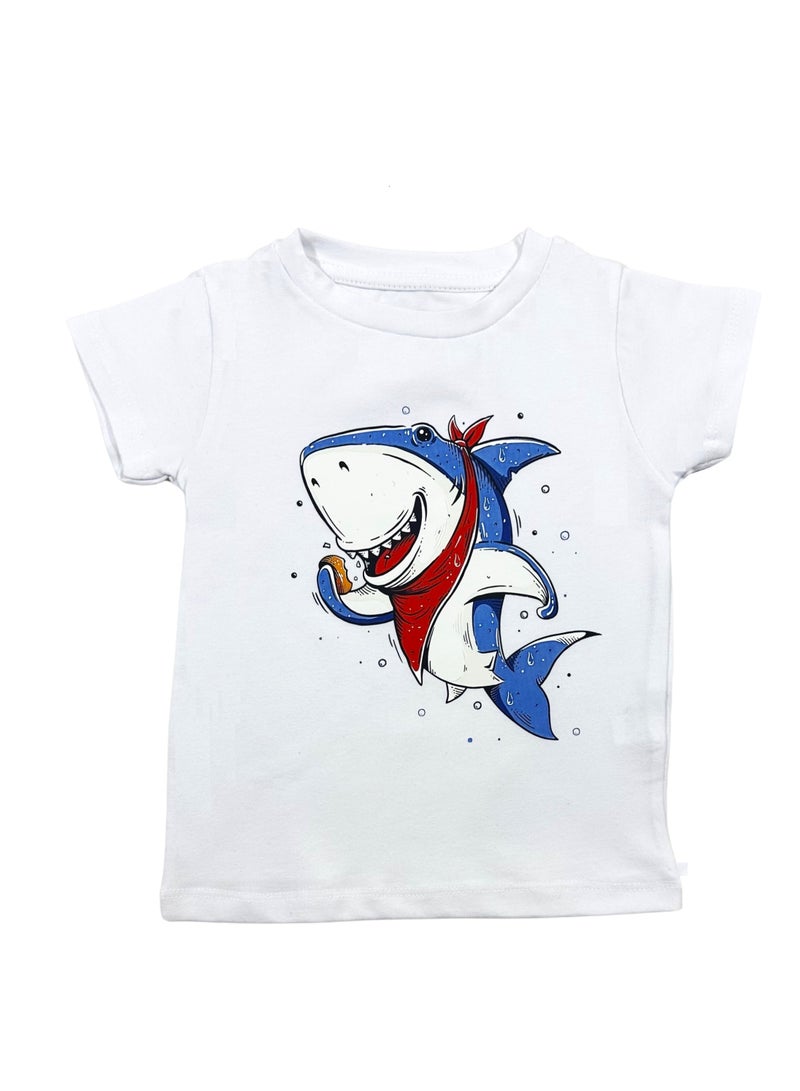 Baby Co. Dinosaurs & Shark Graphic Cotton T-shirts  (2 Pack)  - Image 2