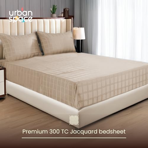 Urban Space 100% Cotton 300TC Jacquard bedsheets for King Size Bed, Pure Cotton Bedsheet King Bed, Checks bedsheet King Size with 2 Pillow Covers (108 x 108 Inches, Soft Mauve Checks) - Image 4