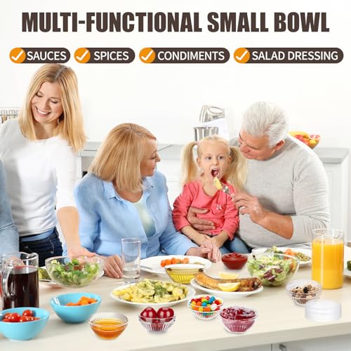 FUYITE 6 Pack Mini 3 Inch Small Glass Bowls with 6 Pack Lids, 2.5 oz Clear Glass Pinch Bowls, Condiment Containers, for Dips, Nuts, Candy, Snacks, Meal Prep Bowls - Image 5