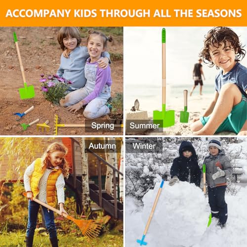 POMIKU Toddler Gardening Tools, Kids Rake and Shovel Set for Digging Dirt, Children Broom for Outdoor Yard Garden Camping, Montessori Toys for Ages 3 4 5 6 7 8 Years Old (8PCS) - Image 5