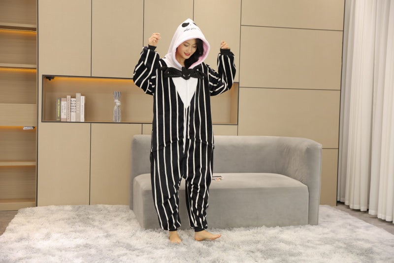 Spring, Cartoon One-Piece Flannel Home Clothes That Can Be Worn Outside, Men'S And Women'S Same Style Pajamas, Casual Style For Toilet - Image 1