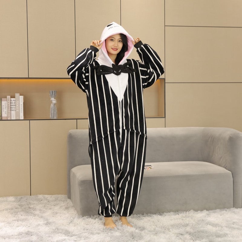 Spring, Cartoon One-Piece Flannel Home Clothes That Can Be Worn Outside, Men'S And Women'S Same Style Pajamas, Casual Style For Toilet - Image 5