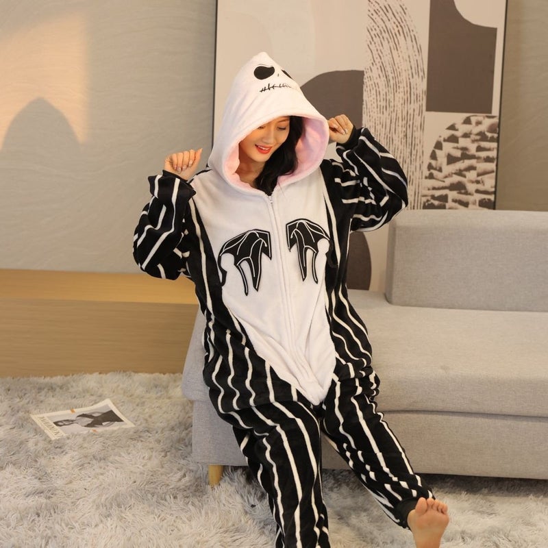 Spring, Cartoon One-Piece Flannel Home Clothes That Can Be Worn Outside, Men'S And Women'S Same Style Pajamas, Casual Style For Toilet - Image 2