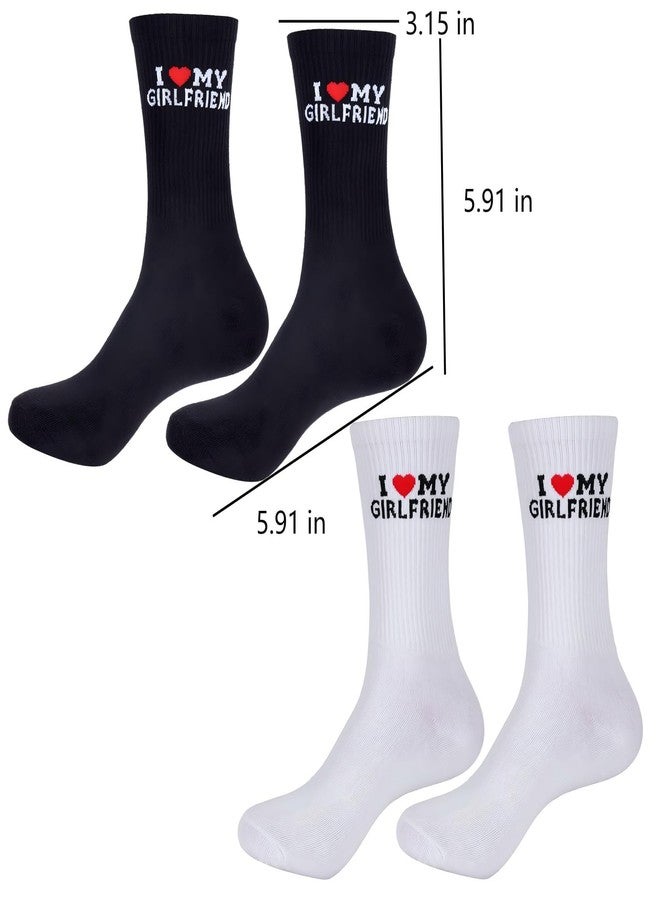 MIXJOY I Love My Girlfriend Socks, Cute Valentines Day Socks for Boyfriend from Girlfriend, 2 Pairs Black and White Crew Socks for Couples, Anniversary Valentines Birthday Stocking Stuffers for Him Men - Image 5