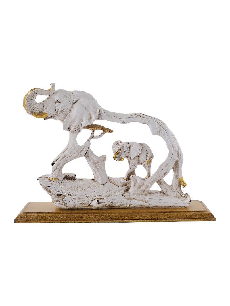 CraftVatika CraftVatika Resin Feng Sui Vastu Elephant with Baby Trunk Up Statue 8 x 4 x 11 Inches Multicolor - Image 2