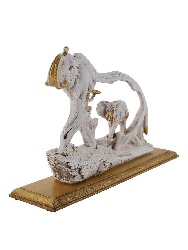 CraftVatika CraftVatika Resin Feng Sui Vastu Elephant with Baby Trunk Up Statue 8 x 4 x 11 Inches Multicolor - Image 3