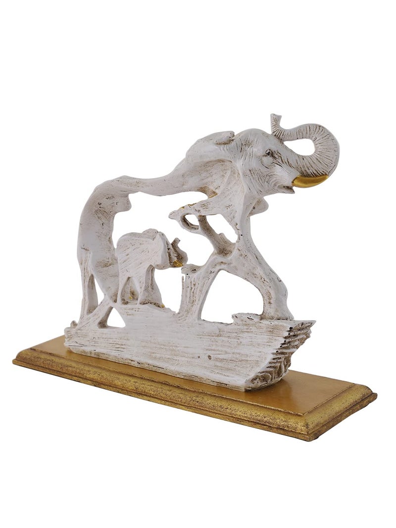 CraftVatika CraftVatika Resin Feng Sui Vastu Elephant with Baby Trunk Up Statue 8 x 4 x 11 Inches Multicolor - Image 4