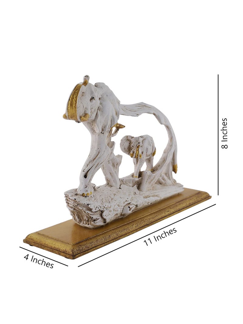 CraftVatika CraftVatika Resin Feng Sui Vastu Elephant with Baby Trunk Up Statue 8 x 4 x 11 Inches Multicolor - Image 5
