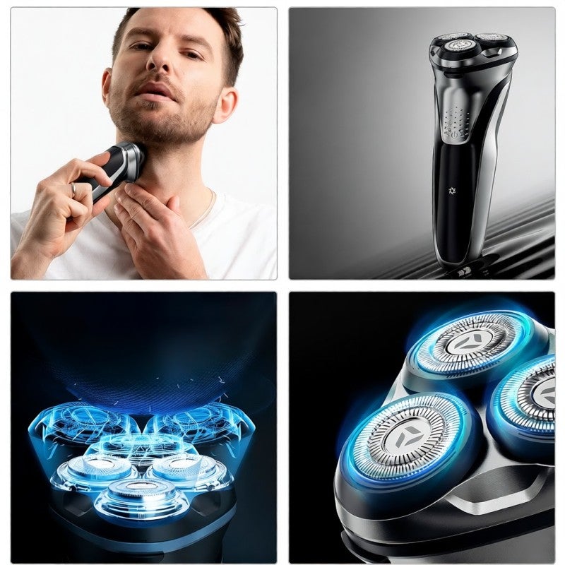 Electric Razor: 8W Strong Power, IPX7 Waterproof, 3D Independent Floating Head - Smart Anti-Trap, Thin Double-Ring Knife Net for Men’s Facial Shaving - Image 4