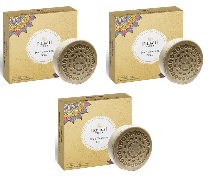khadi veda صابون الاستحمام العميق من خادي فيدا ملتانى ميتى 100 جرام كل عبوة من 3 - Image 1