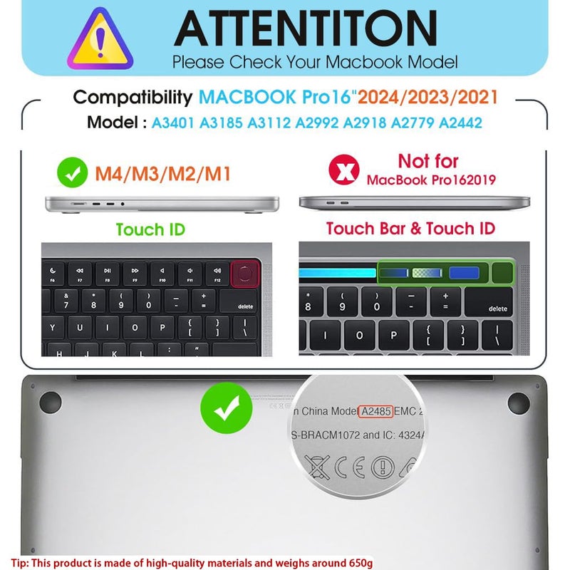 HASTHIP غطاء حقيبة لابتوب HASTHIP متوافق مع ماك بوك برو 14 بوصة M4 A3112 A3185 A3401 M3 A2918 A2992 M2 A2779 M1 A2442 غلاف صلب مع أرجل مرتفعة، غطاء ماك بوك مقاوم للصدمات، أسود - Image 3