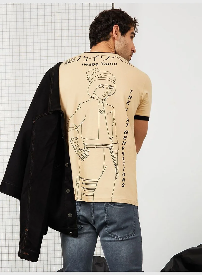 Styli Iwabe Yuino Anime Back and Front Print Ringer T-shirt