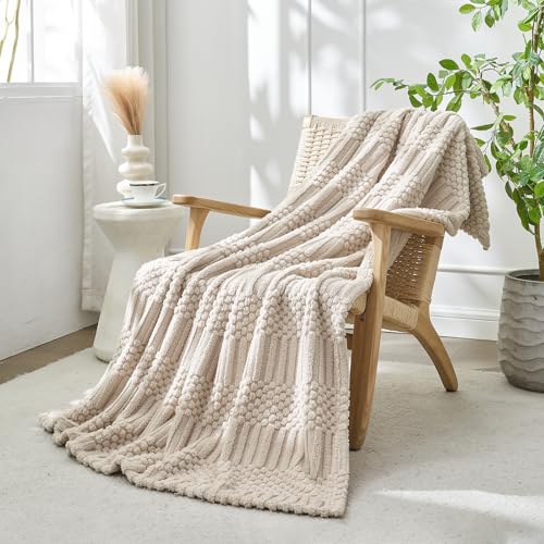 lifein Throw Blanket for Couch-Soft Boho Bed Throw Blanket,Beige Fleece Cute Tan Fluffy Lightweight Cozy Blanket for Spring(50x60,Khaki) - Image 5