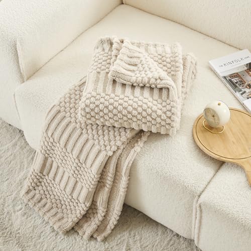 lifein Throw Blanket for Couch-Soft Boho Bed Throw Blanket,Beige Fleece Cute Tan Fluffy Lightweight Cozy Blanket for Spring(50x60,Khaki) - Image 2