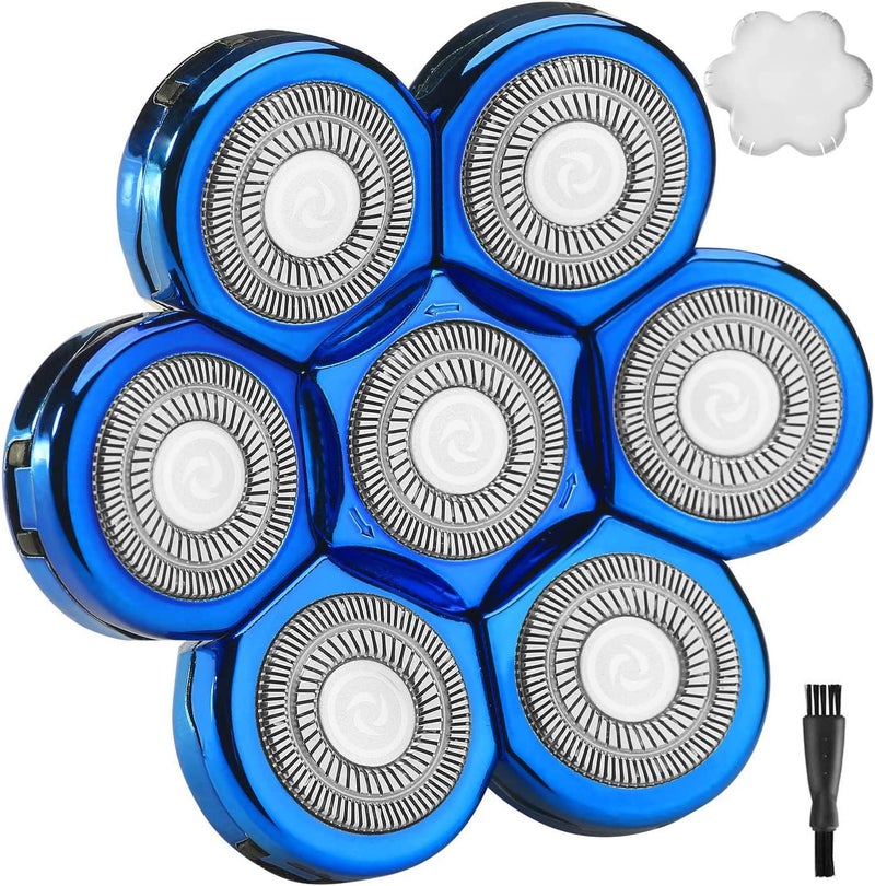 Universal 7 Blades Shaver Replacement Blades Compatible with Freedom Gold Shaver and Most Mainstream Brands Head Shaver Electric Shaver Replacement Head 7 Blue