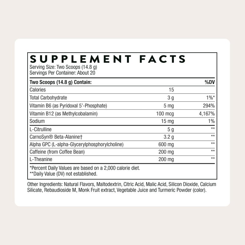 Thorne Advanced Pre-Workout - Rainbow Sherbet Flavor - flavored with Orange, Raspberry, and Lime - DIETARY SUPPLEMENT - NET WT - 10.4 0Z (296 G) - Image 2