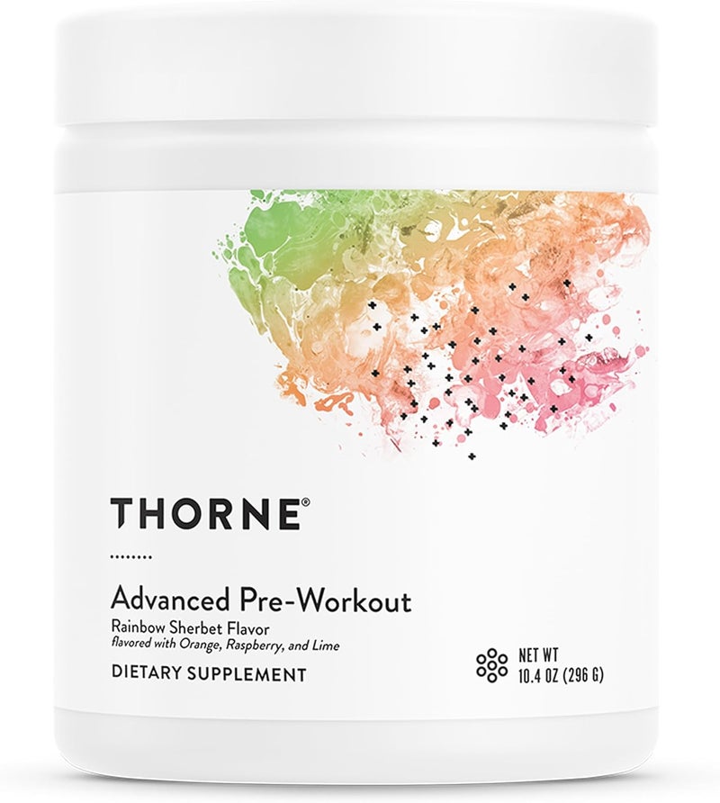 Thorne Advanced Pre-Workout - Rainbow Sherbet Flavor - flavored with Orange, Raspberry, and Lime - DIETARY SUPPLEMENT - NET WT - 10.4 0Z (296 G) - Image 1