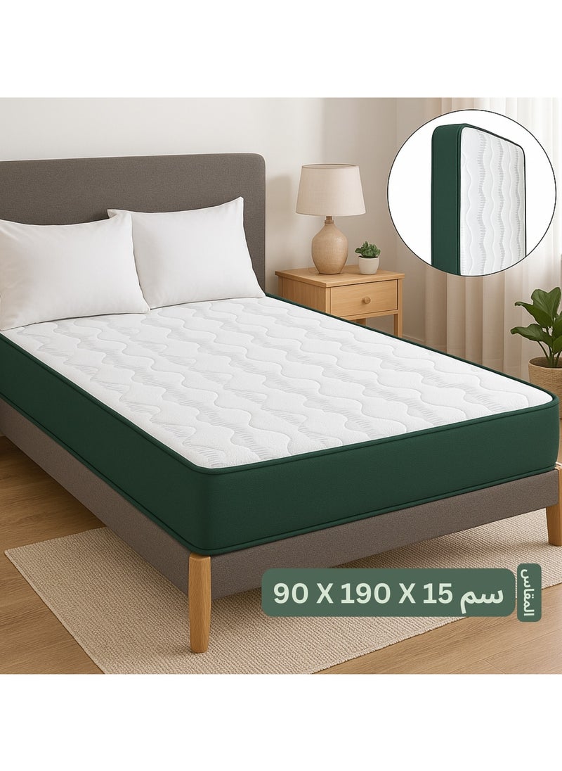 F.A.M.S High-Density Foam Mattress – 15cm Thick, Premium Foam Layers with Breathable Turkish Cotton Fabric – Orthopedic Support, Moisture-Wicking, No Flip Design – Size 90 x 190 x 15 cm  - Image 1